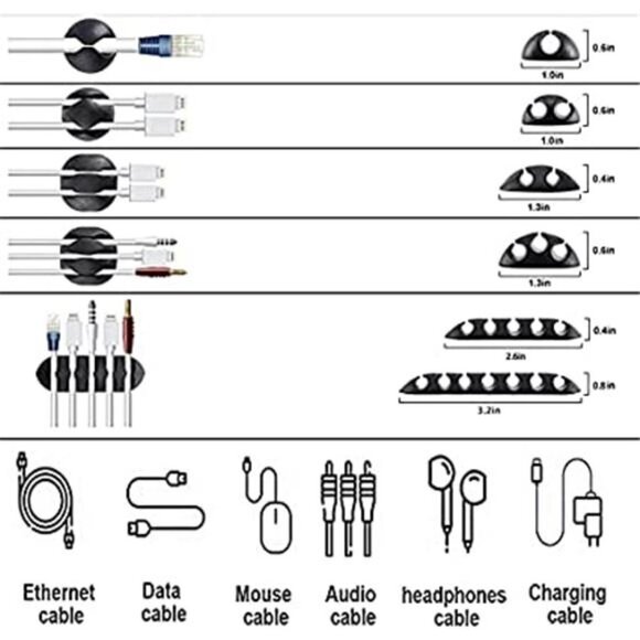 Cord Management Organizer Kit 4 Cable Sleeve Split with 41Self Adhesive Cable - Picture 2 of 6